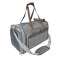 Load image into Gallery viewer, Mr. Peanut's Gold Series Big Apple XL Expandable Pet Carrier V3.0, gray fabric with brown handles and mesh side panels

