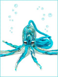 Load image into Gallery viewer, Ink Floyd blue wool octopus cat toy with googly eyes for cats
