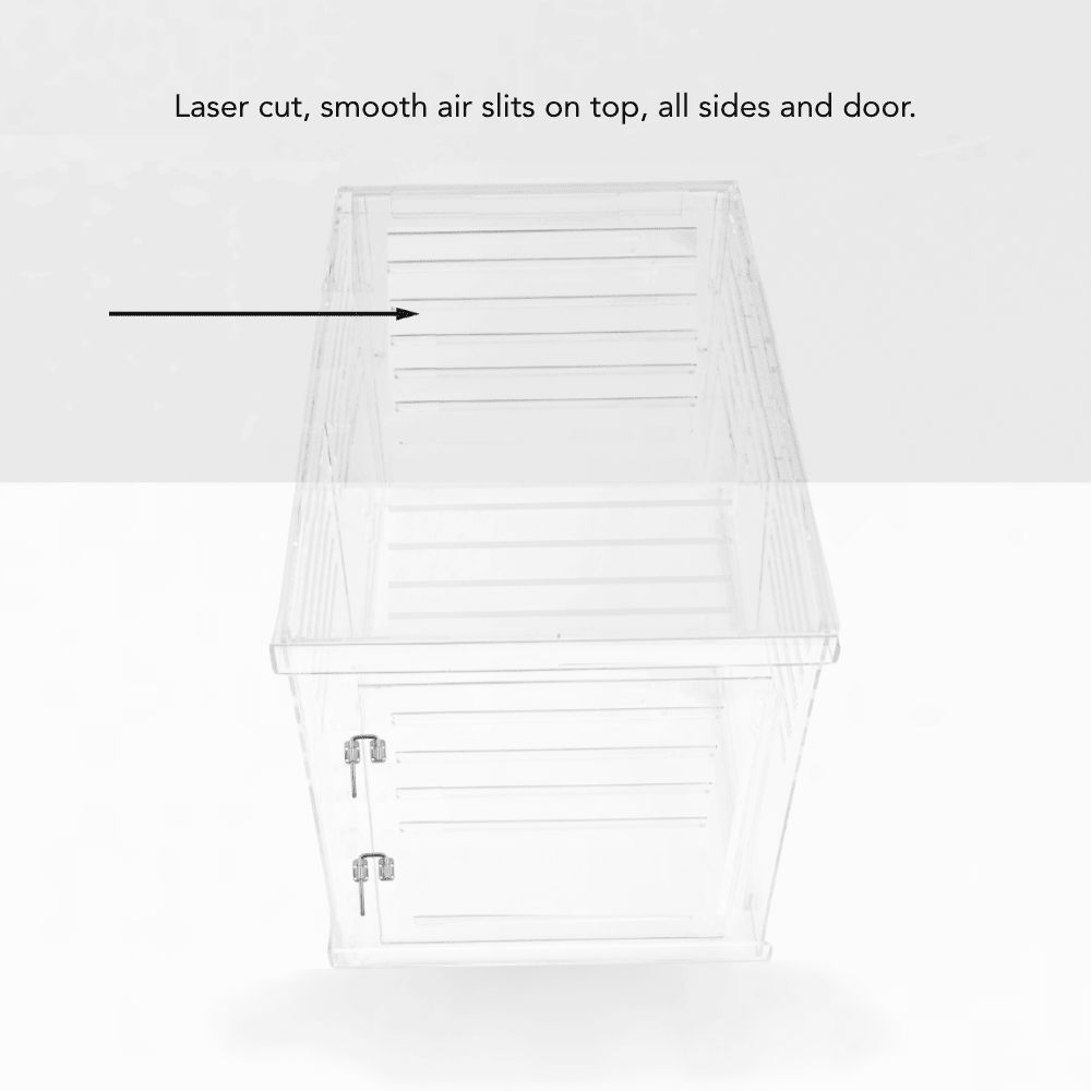 Hiddin Clear Acrylic Dog Crate – Small, Silver Latch