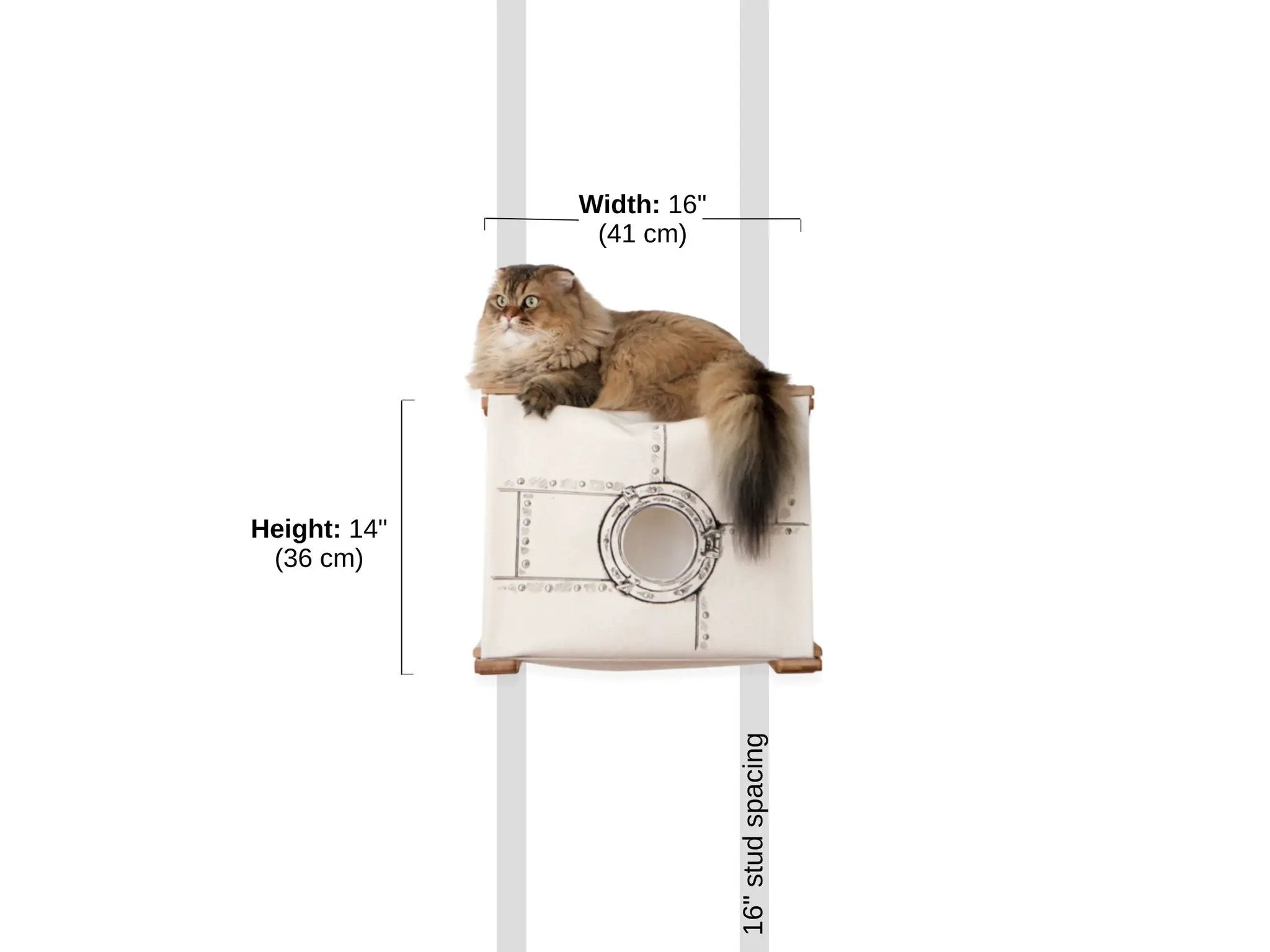 Enclosed Cat Bed Cat Wall Cubby by Catastrophic Creations, white wall-mounted cat condo.