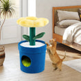 Gallery viewerに画像を読み込む, DirectDeals Cute Cat Tree with Flower Padded Perch; blue base, yellow flower, green post, cat nearby
