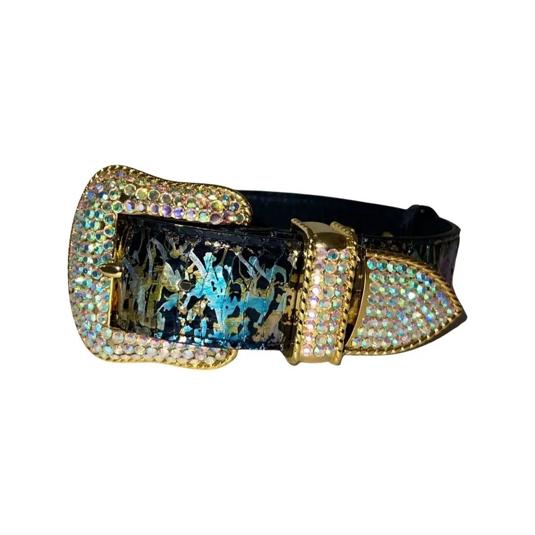 Snake collar, art deco one-of-a-kind with Swarovski crystals and gold-tone Italian hardware