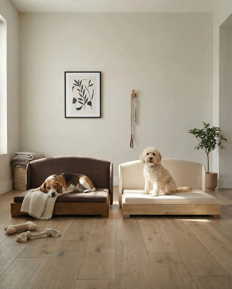The Haven Luxury Crafted Dog Bed Solid Wood With Orthopedic Support For Medium Sized Dogs Up To 55 Lbs Weight by Mafe - Where form meets fur