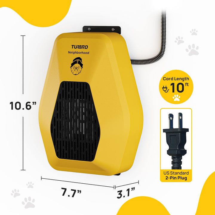 TURBRO Neighborhood DH800A Dog House Heater – 800W, WiFi Option – dimensions