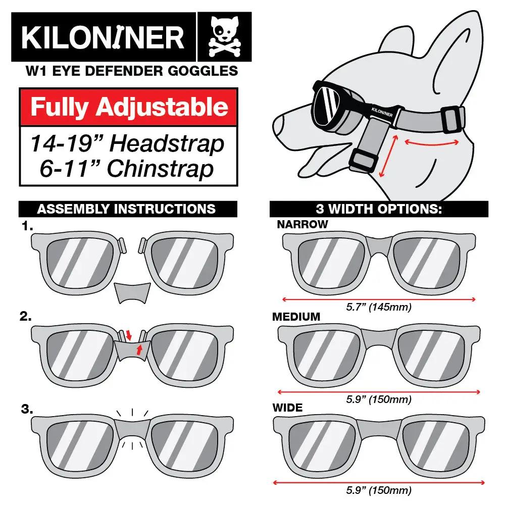 Eye Defenders Pet Safety Goggles For Small And Medium Dogs Or Cats With Uv400 Lenses And Soft Touch Rubber Shields by kiloninerpets