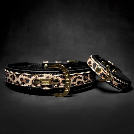 LEOPARD Limited Designer Dog Collar Handmade Exclusive In Europe by Bestia Dog Gear