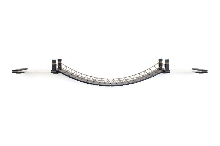 Double Cat Hammock and Climbing Bridge Combo by Catastrophic Creations; curved cat bridge with rope net and black supports