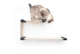 Load image into Gallery viewer, The Double Decker Cat Hanging Bed Set; beige fabric on a wooden frame by Catastrophic Creations
