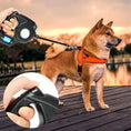 Cargar la imagen en la vista de la galería, Retractable Dog Leash With Built In LED Flashlight 4.5M Nylon Heavy Duty Strong Tether For Walk Black by Pawpampered
