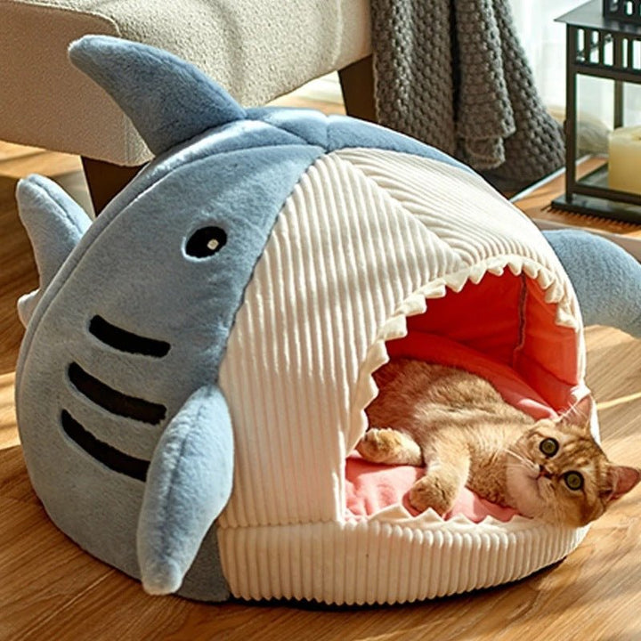 Shark Cave Pet Bed with Cushion