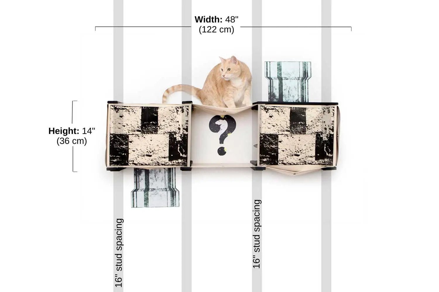 Super Mario Cat Tree Cat Condo by Catastrophic Creations, beige-and-black checker two side condos