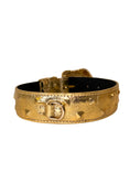 Cargar la imagen en la vista de la galería, Glam Gold Studded Italian Leather Collar With Swarovski Buckle by Allysa Payne Beverly Hills
