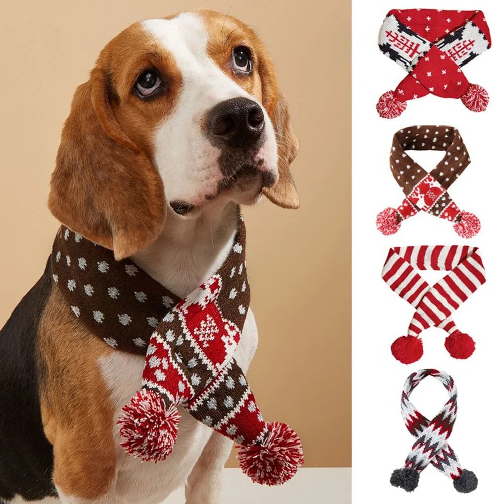 Knit Christmas Dog Scarf with Pom-Poms – photo 2