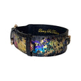 Load image into Gallery viewer, Art Deco snake collar in black leather with multicolor metallic splatter and gold hardware by Allysa Payne
