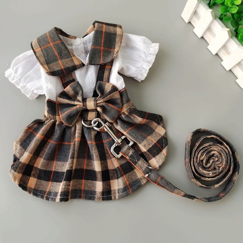 Plaid Dog Dress with Matching Leash