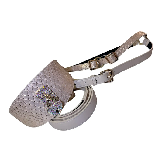 Hollywood Glam Love Collar by Allysa Payne Beverly Hills; blush faux snakeskin with crystal embellishment.