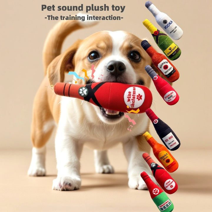 Wine Bottle Plush Squeaky Dog Toy