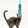 Load image into Gallery viewer, Ink Floyd wool octopus cat toy, blue and teal yarn tentacles
