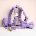 Load image into Gallery viewer, Teddy Purple Personalized No Pull Dog Harness Set With Matching Leash by DDPaws

