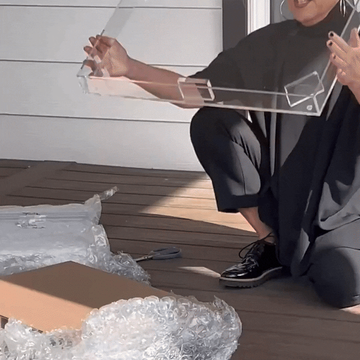 Hiddin Clear Acrylic Dog Crate – Medium, Silver Latch