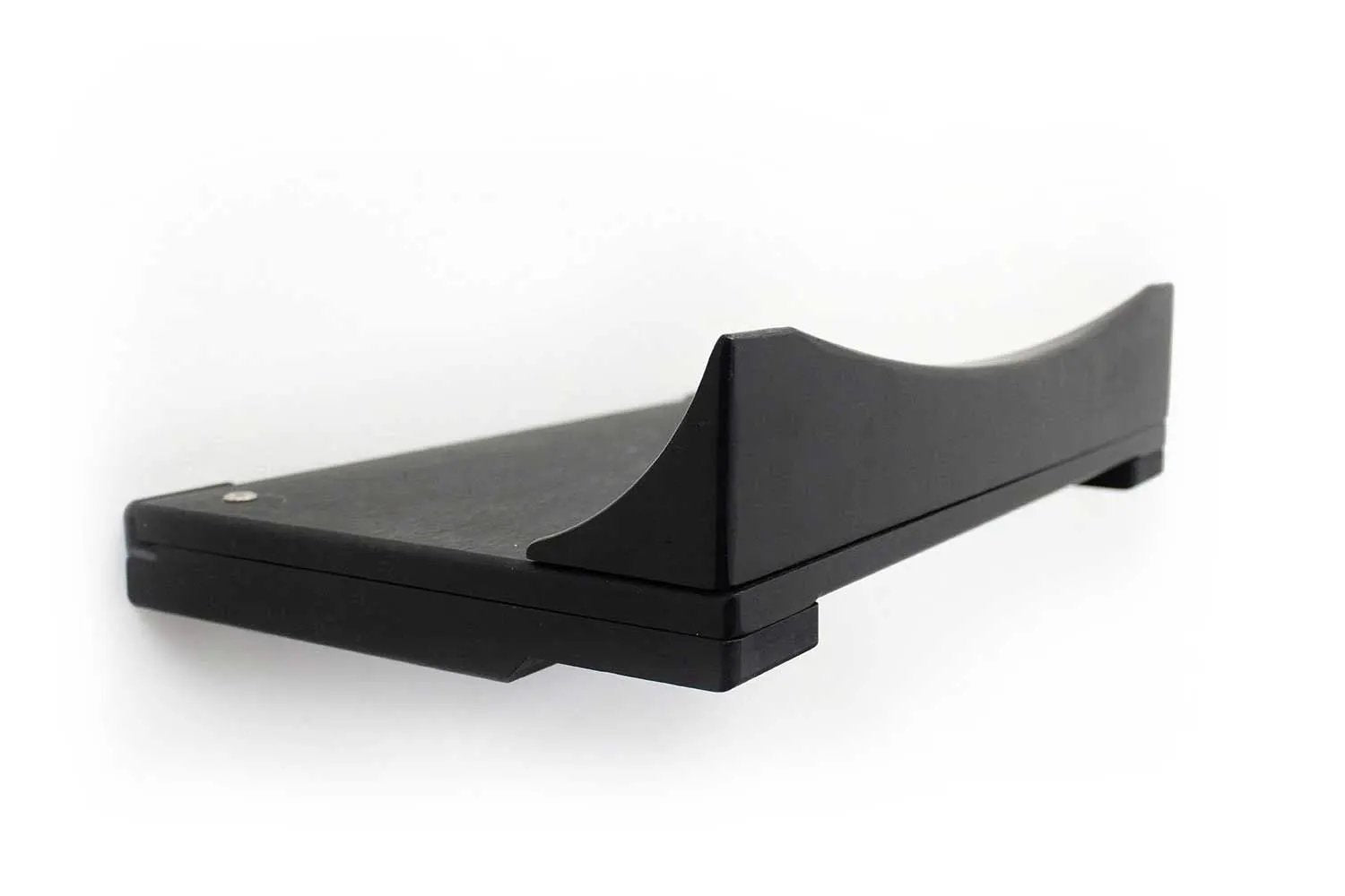Cat Nest Bed by Catastrophic Creations; black cat shelf/bed with curved back support.