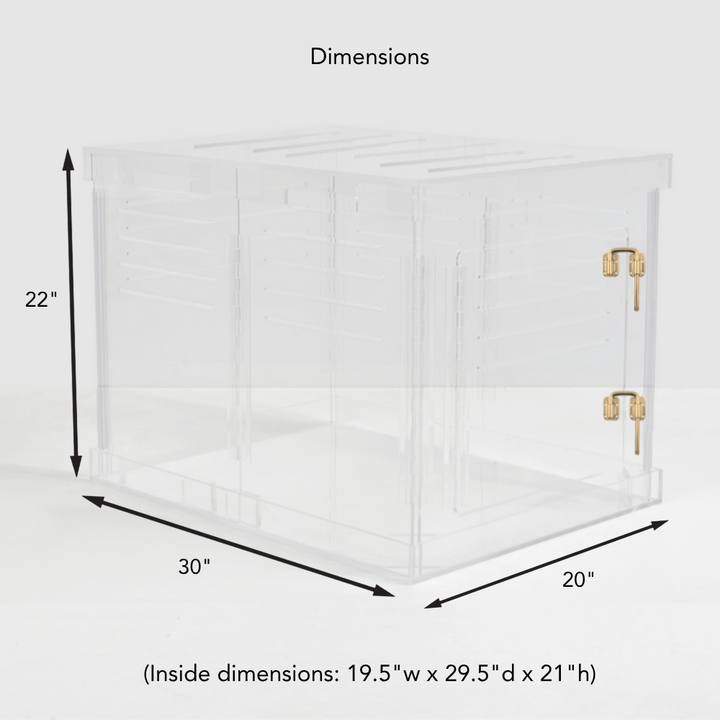 Hiddin Clear Acrylic Dog Crate – Medium, Gold Latch