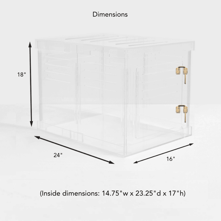 Hiddin Clear Acrylic Dog Crate – Small, Gold Latch