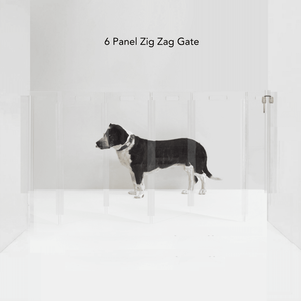Hiddin Clear Acrylic Wall-Mounted Zig Zag Pet Gate – 30 in High