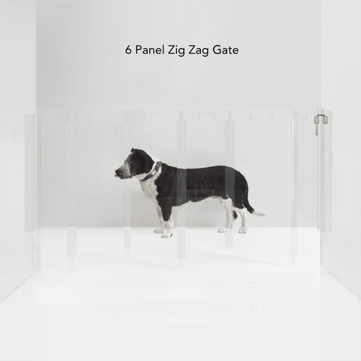 Hiddin Clear Acrylic Wall-Mounted Zig Zag Pet Gate – 30 in High