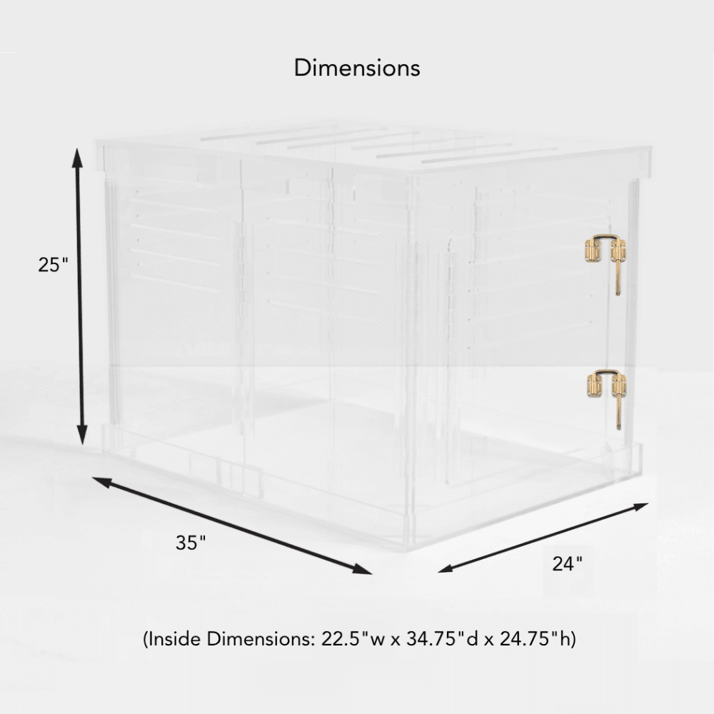Hiddin Clear Acrylic Dog Crate – Large, Gold Latch
