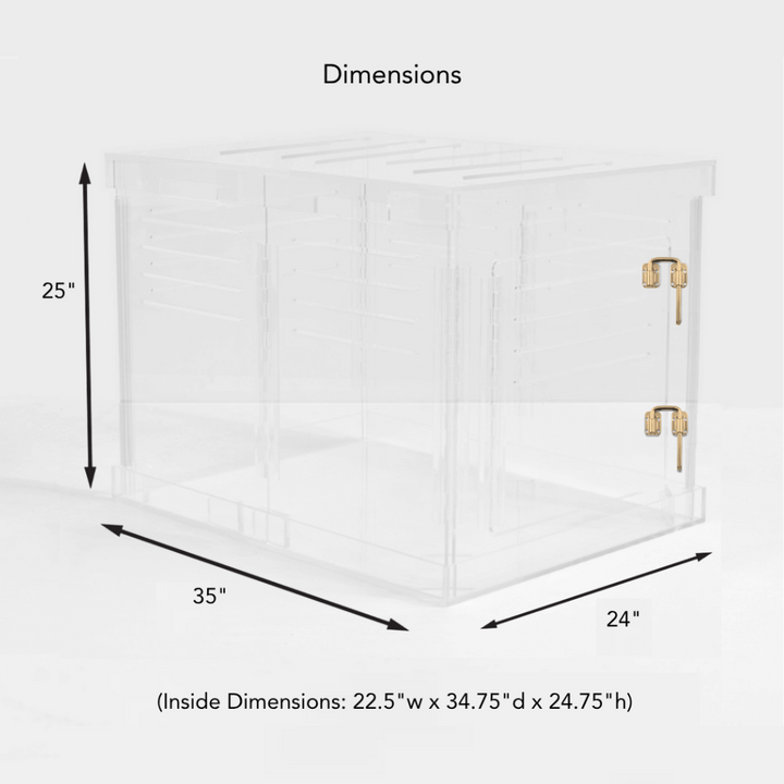 Hiddin Clear Acrylic Dog Crate – Large, Gold Latch