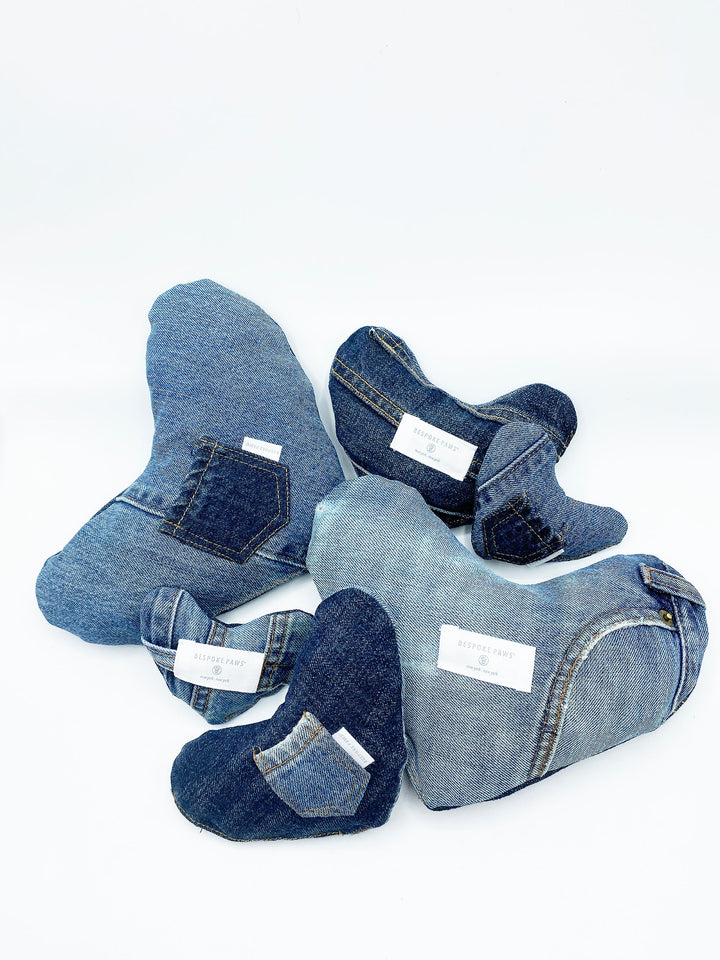 Bespoke Paws Upcycled Denim Heart Squeaker Dog Toy