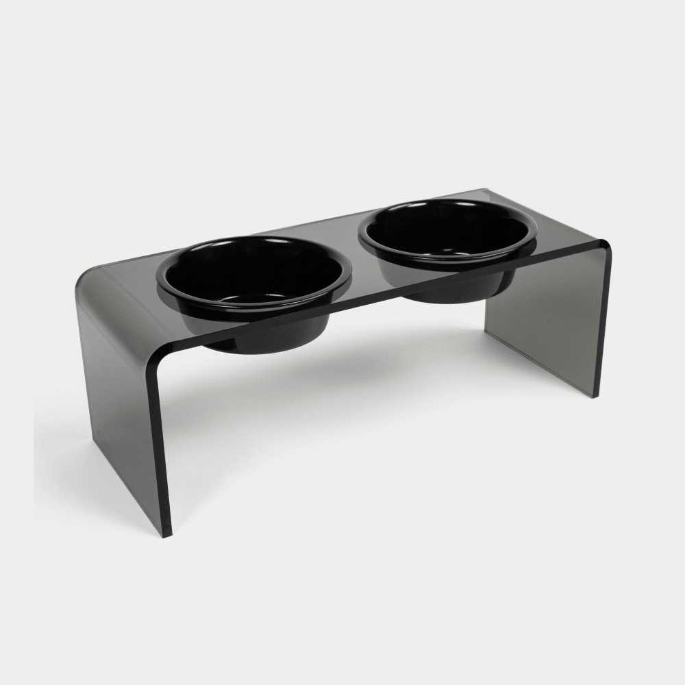Hiddin Smoke Grey Acrylic Double Feeder – 7 in High