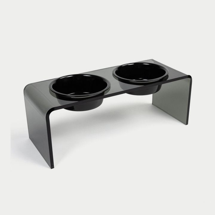 Hiddin Smoke Grey Acrylic Double Feeder – 7 in High
