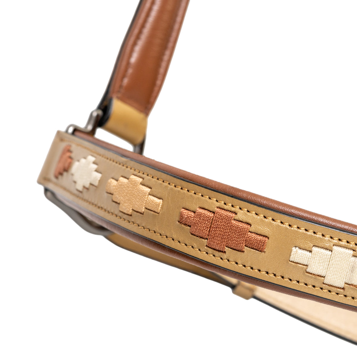 Halter Ego Gilded Solstice Leather Horse Halter, close-up of the noseband and padding