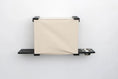 Carica l'immagine nel visualizzatore della galleria, Deluxe Cat Cubby Bed by Catastrophic Creations; beige fabric cubby with black metal wall-mount shelves.
