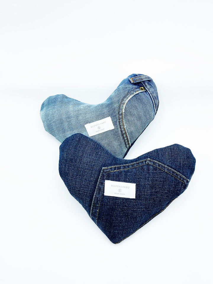 Bespoke Paws Upcycled Denim Heart Squeaker Dog Toy
