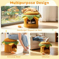 Load image into Gallery viewer, Hamburger-shaped plush cat nest with removable cushion; two cats on top and inside; includes chicken drumstick toy

