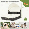 Load image into Gallery viewer, Rattan Pet Daybed with Adjustable Canopy by DirectDeals; wicker frame with cream cushion for small to medium dogs

