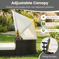 Load image into Gallery viewer, Rattan Pet Daybed with Adjustable Canopy by DirectDeals; white canopy over wicker frame for small and medium dogs.

