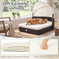 Load image into Gallery viewer, Rattan pet daybed with adjustable canopy, cream cushion, DirectDeals, for small & medium dogs.
