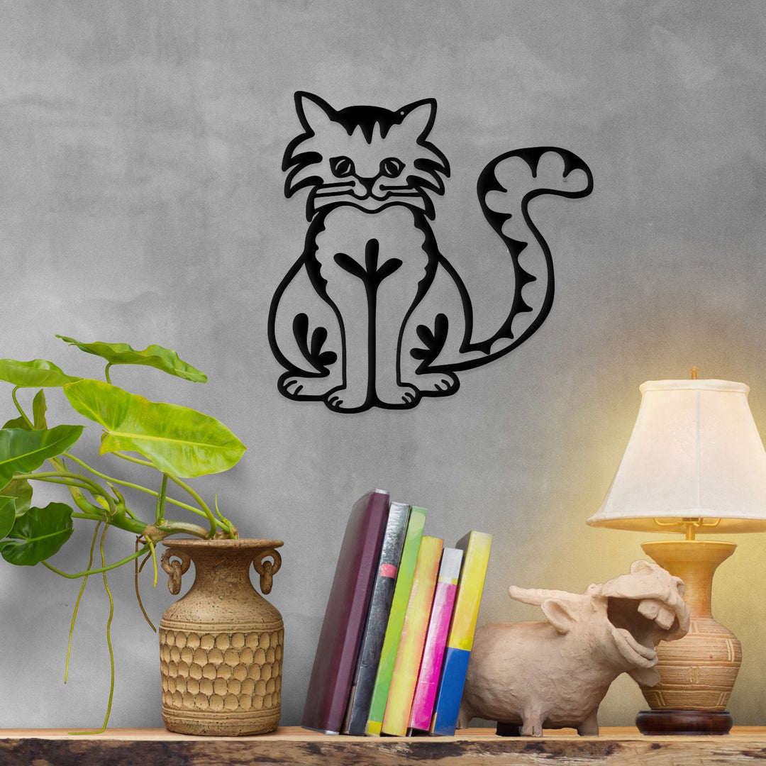 Happy Cat Metal Wall Sign