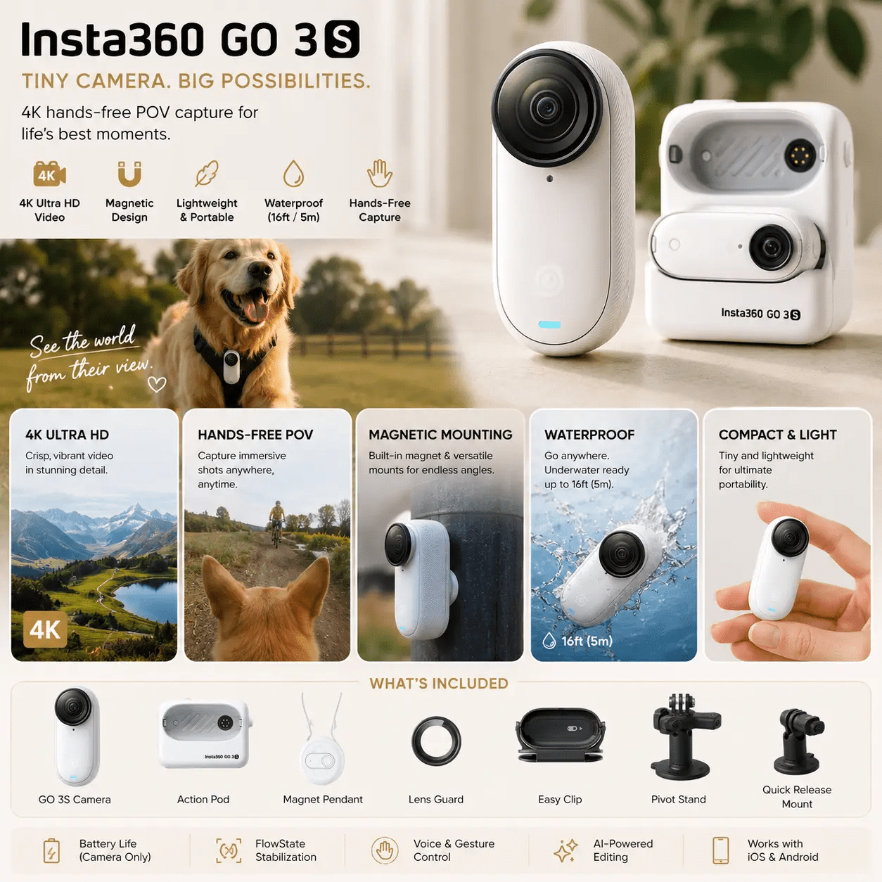 Action Camera | Compact 4K Hands-Free Design For Content Creators - from For Animals, With Love