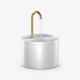 Bild in Galerie-Betrachter laden, Cat automatic circulating water fountain 1.2L by For Animals, With Love; white cylindrical base with gold curved spout.
