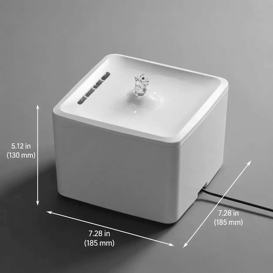 3.8L Ultra-Quiet Pet Water Fountain for Cats & Dogs, white compact cube with central spout