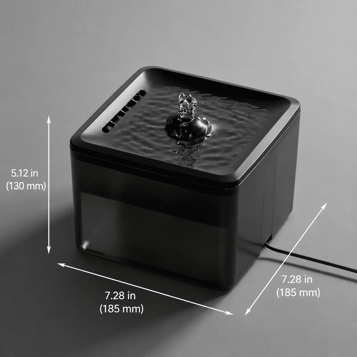 3.8L Ultra-Quiet Pet Water Fountain for Cats & Dogs, black plastic, compact design