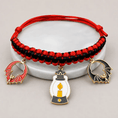 Gallery viewerに画像を読み込む, Halloween hand-woven pet collar decoration on red and black cord with three charm pendants

