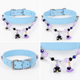 Carica l'immagine nel visualizzatore della galleria, Halloween Beaded Charm Pet Collar, light blue with purple and black bead charms by For Animals, With Love.
