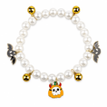 Load image into Gallery viewer, Halloween pet collar with charms featuring glossy pearls and playful gold-tone bells.
