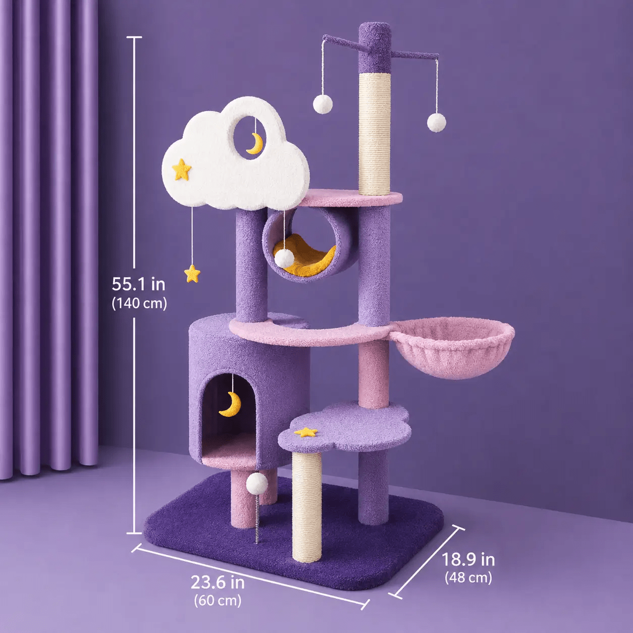 Purple Cloud Kitty Kingdom Multi-Level Cat Tree